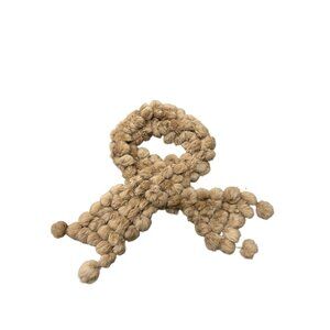 Annie's Eye Brown Rabbit Fur Pom-Pom Scarf One Size Cozy Elegant NWT